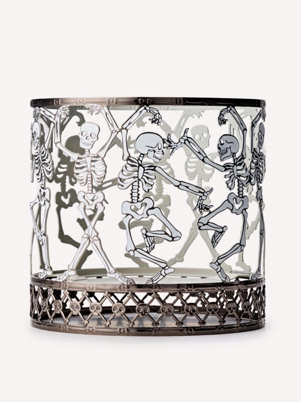 🎃 BBW Glow-in-the-Dark Dancing Skeleton 3-Wick Candle Holder NEW